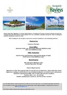 Excursion Guide cum Recreation Assistant (Maldivian only)