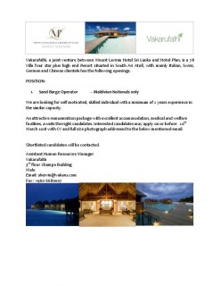 Sand Barge Operator (Maldivian only)